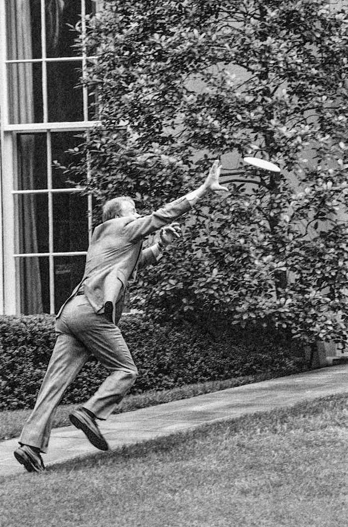 Carter, on the White House's South Lawn, chasing his disc.